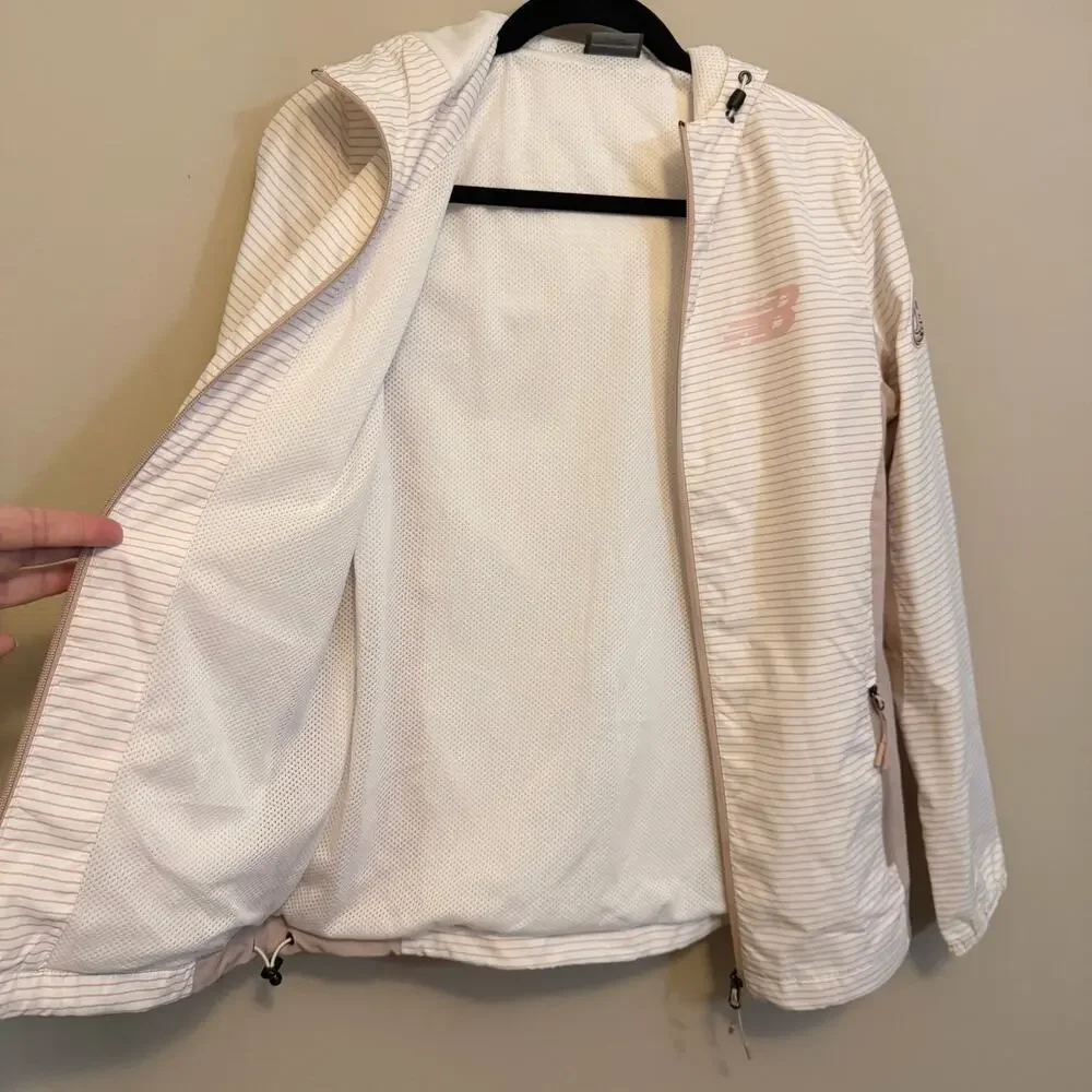 New Balance Windbreaker Jacket Small Pink Striped Gorpcore Athleisure Hiking NWT